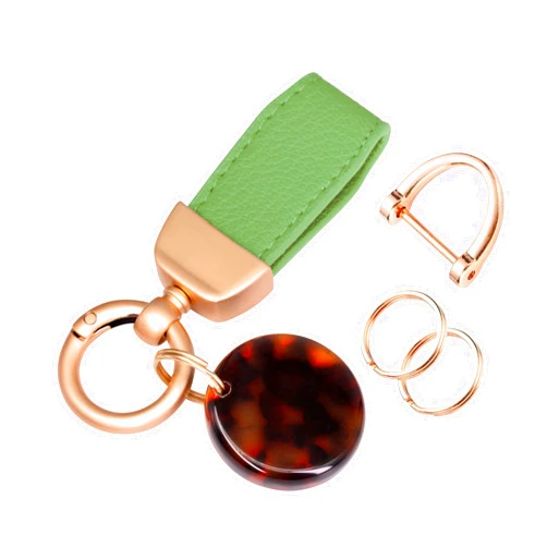 Aijohnny Leather Keychain for Car Keys, Fashion Key Chain Key Ring for Women, Universal Key Fob Holder with Resin Pendant