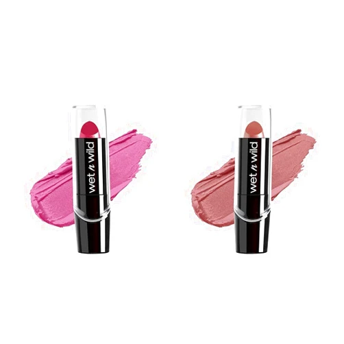 wet n wild Silk Finish Lipstick Hydrating Rich Buildable Lip Color with Vitamins A,E, & Macadamia, Cruelty-Free & Vegan - Light Berry Frost and Dark Pink Frost, 2 Count