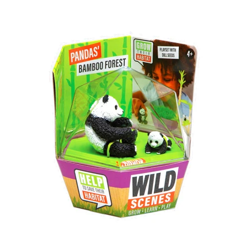 PlayMonster Wild Scenes Pandas' Bamboo Forest - Grow & Play Kit Environmentally Friendly Wildlife Conservation Toy - Animal Playset for Kids Ages 4 and Up