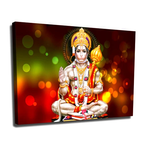 SubSol Meditation Hanuman Hindu Monkey Poster Painting Giclee Canvas Print for Home Room Office Decor Gifts with Or Without Frame (Framed,08×12inch)