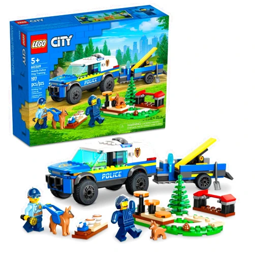 LEGO City Mobile Police Dog Training 60369, SUV Toy Car with Trailer, Obstacle Course and Puppy Figures, Animal Playset for Boys and Girls Ages 5 Plus