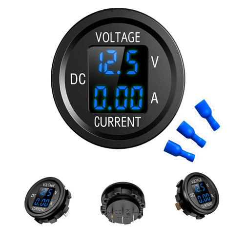 Generic 12V-24V DC LED Digital Voltmeter Ammeter, Waterproof Round Volt Amp Meter, Car Battery Voltage Meter Tester, Automotive Replacement Battery Gauge Monitor for Marine Boat Motorcycle Truck RV (Blue)
