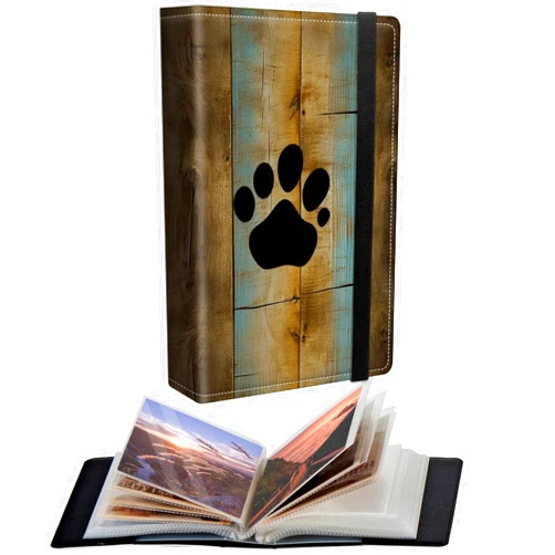CGFGHHUY Small Photo Album 4x6 inch PU Leather Cover Photo Albums with 120 Photos Transparent Inner Pockets and Elastic Band Design Cute Photo Albums for Family Anniversary Wedding,Watercolor Dog Paw