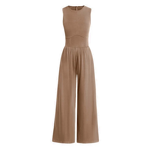ANRABESS Womens Jumpsuits Dressy Summer Casual One Piece Outfits High Neck Tank Top Wide Leg Pants Rompers Jumper Pockets