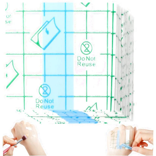 Qianyu 100 Pieces Makeup Hand Palette Single Use Makeup Mixing Palette Professional Makeup Artist Must Haves Disposable Transparent Waterproof Cosmetic Tray Adhesive Tape for Women and Girls