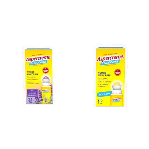 Aspercreme Essential Oils 2.5oz Lidocaine with Lavender 4% 2.5oz Lidocaine Odor Free Max Strength Pain Relief Liquids