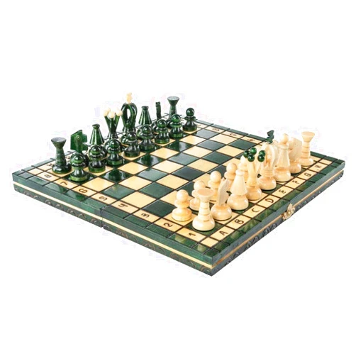 Chess and games shop Muba Beautiful Handcrafted Wooden Chess Set with Wooden Board and Handcrafted Chess Pieces - Gift idea Products (12.5'' (32 cm) Green)