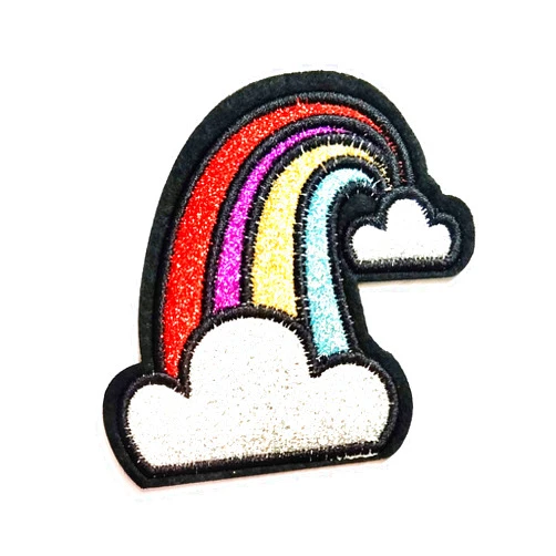 NiPitShop Cartoon Patch Nipitshop Patches Beautiful Rainbow & Clouds Sequin Shine Shiny Patch Embroidered Iron On Patch for Clothes Backpacks T-Shirt Jeans Skirt Vests Scarf Hat Bag