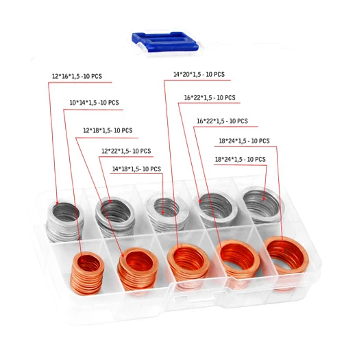 AUTOMAJOR 100pcs Oil Drain Plug Crush Washer Gasket Seal Assortment– 10mm 12mm 14mm 16mm 18mm - Universal Fit 50 Cooper and 50 Aluminum Oil Plug Washers by AUTOMAJOR