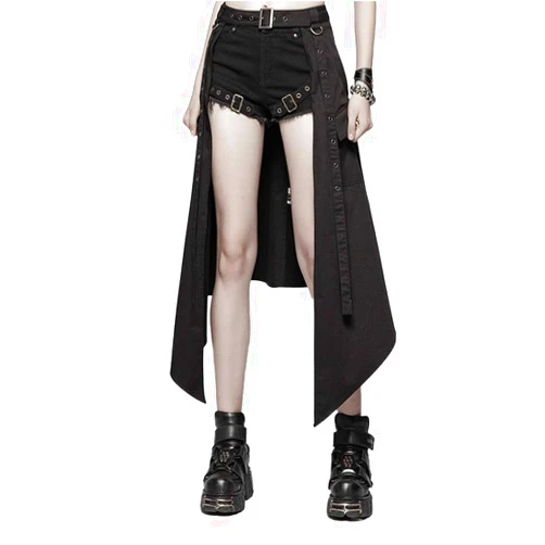 Punk Rave Women's Punk Daily Half Skirt Woven Fabric Adjustable Streetwear Hip Hop Personality Skirt