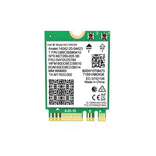 NICGIGA WiFi 6E Wireless Card Intel AX210 NGW Bluetooth 5.3 Tri-Band 5400Mbps Network Adapter for Laptop Support Windows 10/11 (64bit) M.2/NGFF