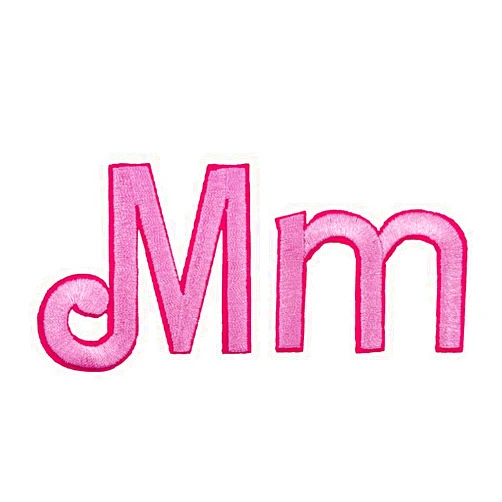 Generic Pink Cursive Letters Embroidered Iron On Patches Applique Clothes Dress Hat Jeans Sewing Alphabet Letter (Aa-Zz) Applique Accessory (Mm)