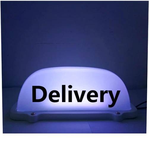 DRFLYSD 12V 4 Colors Waterproof Car Roof Top Taxi LED Light Cab Topper Delivery Share Sign Indicator Lights Lamp Magnetic Base (White,Deliver)