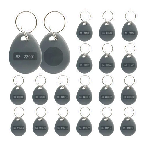JOJOCY RFID Key Fobs Writable, HID 125KHZ 26 Bit Keyfobs Proximity Fob RFID Key Fob Id Card Token Tags Prox Key ISO-Prox 1346 1386 1326 H10301 Access Control Systems KeyTags (Gray,100)