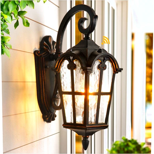 VIANIS Exterior Lighting Fixtures, Large Size Oil Rubbed Bronze Outdoor Wall Lights Dusk to Dawn, Waterproof Outdoor Light Fixtures Wall Mount with Tempered Water Ripple Glass for Patio, Entryway