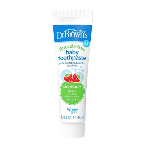 Dr. Brown's Fluoride-Free Baby Toothpaste, Infant & Toddler Oral Care, Strawberry, 1-Pack, 1.4oz/40g, 0-3 years