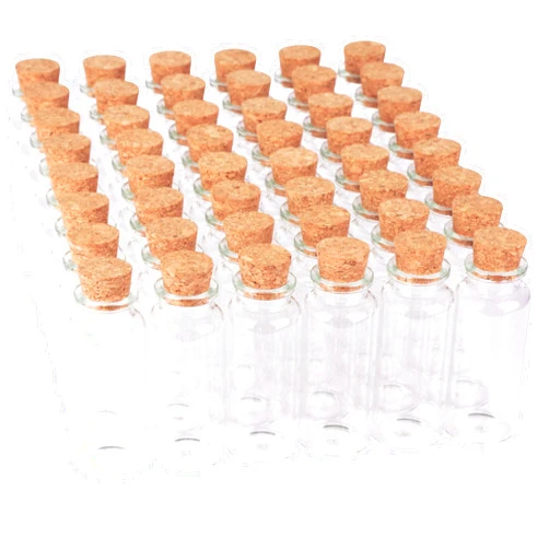 MaxMau 48 Pack, 30ml Glass Jars with Corks Lid,Clear Glass Bottles for Spices Herbs Crafting Project Party Favors