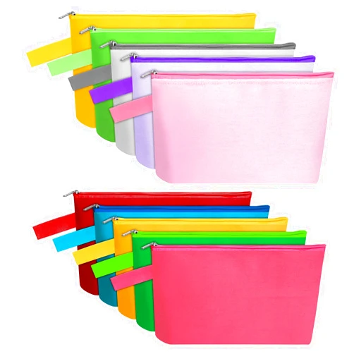 Sinzip 10 Pieces Cotton Canvas Makeup Bag with Bottom and Strap, Multi-Purpose Cosmetic Bag with Zipper Travel Toiletry Pouch, Blank DIY Craft Bag (Multicolor 02, S)