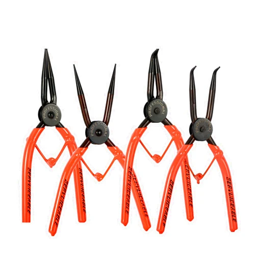 Ieusew 7-inch Snap Ring Pliers Set, 4-piece Heavy Duty Internal/External Circlip Pliers Set (Tip Diameter 1.7mm), Straight/Bent Jaw, Cr-V Steel - For fixing snap ring removers