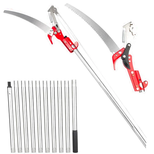 Generic Pole Pruner Tree Trimming Tool, 13.1ft/Extendable plant Pruner with Sharp Steel Blade & Saw High Branch Cutter for Palm Vines, and Tall Tree Limbs - Garden Pole Saw for plant Maintenance