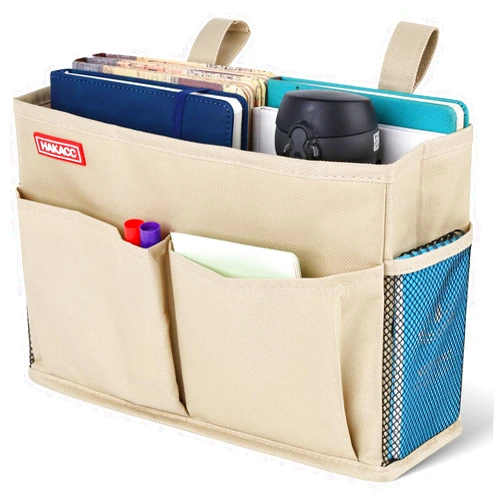 HAKACC Bedside Caddy,Bedside Hanging Organizer, Storage Bag Pocket Hanging Bed Organizers for Bunk and Hospital Beds College Dorm Rooms Baby Bed Rails 5 Pockets