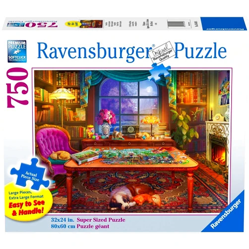 Ravensburger Cozy Series: Puzzler's Place | 750 Piece Large Format Jigsaw Puzzle | Unique, Interlocking Pieces | Softclick Technology Ideal Gift for Kids & Adults