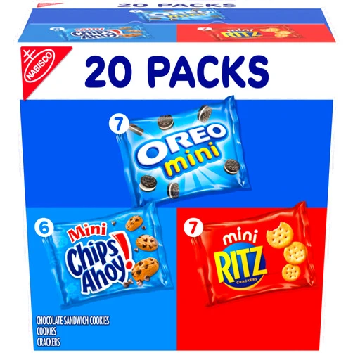 Nabisco Variety Pack Nabisco Sweet & Savory Mix Variety Pack, OREO Mini Cookies, CHIPS AHOY! Mini Cookies & RITZ Mini Crackers, 20 Snack Packs