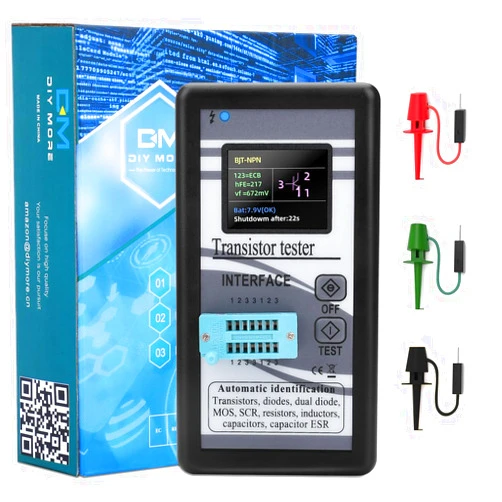 diymore LCR Meter Transistor Tester,Transistor Meter,Mosfet Transistor Capacitor Tester Multi-Function Transistor Capacitor Tester Automatic Checker Detector for Diode Triode LCR NPN PNP