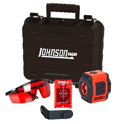 Johnson Level & Tool 40-6605 Self-Leveling Cross-Line Laser Kit, Red, 1 Kit