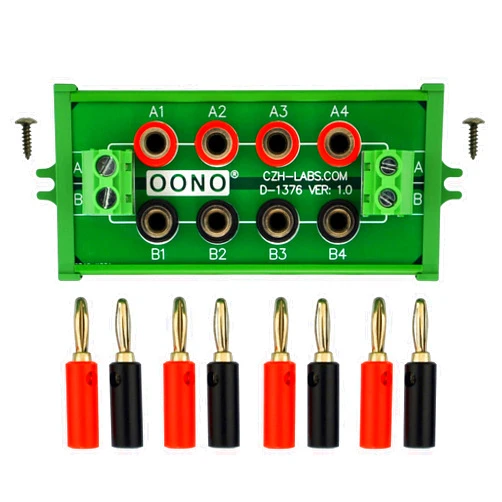 OONO Screw Mount 2 x 4 Position Banana Jack Distribution Module, DC Power Strip