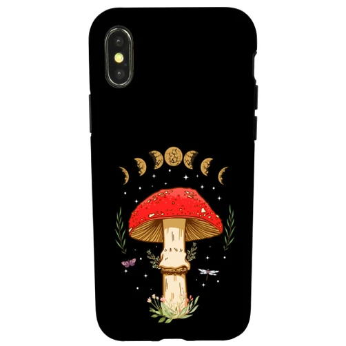 Witchy Goth And Celestial Moon Creations Dark Academia Cottagecore Aesthetic Magic Mushroom Case for iPhone X/XS