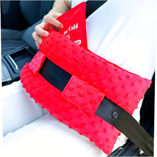 HapiPoppy Hysterectomy Seatbelt Pillow Hysterectomy Recovery Must Haves Post Surgery Abdominal Pillows with Ice/Hot Pocket for Tummy Tuck C-Section Recovery Gifts Minky Dot Red
