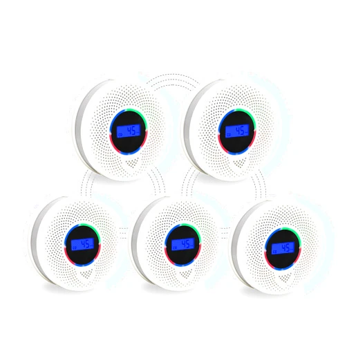 Kesymo 5Pack Upgraded Interlinked Smoke Carbon Monoxide Detector, Battery Powered&Wireless Interconnected Smoke and CO Alarm, Transmission Range of Over 820 ft (Includes Battery)