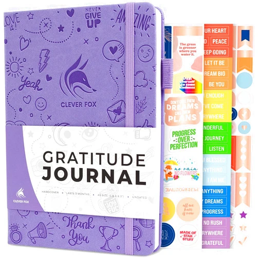 Clever Fox Gratitude Journal – Happiness, Positivity & Affirmation Daily Journal – Inspirational Daily Notebook – 3 Months, A5 (Lavender)