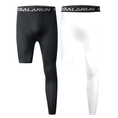 Koalarun One Leg Compression Tights Full Length for Basketball Single Leg Long Pants Sports Base Layer Leggings 1-2 Pack