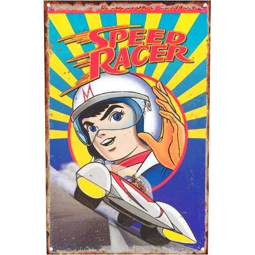 OPICA Metal Tin Sign Speed Racer Anime Poster Wall Decor Fun for Home Kitchen Bar Room Garage Vintage Retro Plaque 12x8 Inch