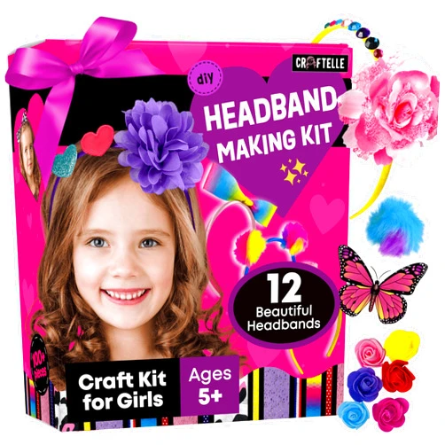 The Scholar Ant Headband Making Kit for Girls - Make Your Own Fashion Headbands - Hair Accessories Girls Crafts Ages 5-7 - DIY Arts and Crafts Birthday Gifts for 5 6 7+ Year Old Girls – 5 6 7 Year Old Girl Gift Ideas