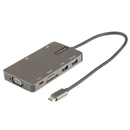 StarTech.com USB C Multiport Adapter - HDMI 4K 30Hz or VGA Travel Dock - 5Gbps USB 3.0 Hub (USB A/USB C Ports) - 100W Power Delivery - SD/Micro SD - GbE - 30cm Cable - USB C Mini Dock (DKT30CHVSDPD)