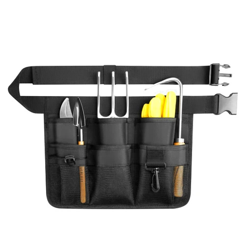 Winhunt Garden Apron for Women, Adjustable Tool Belt with 8 Pockets - Heavy Duty Oxford Work Belt for Gardening, Construction (Black)