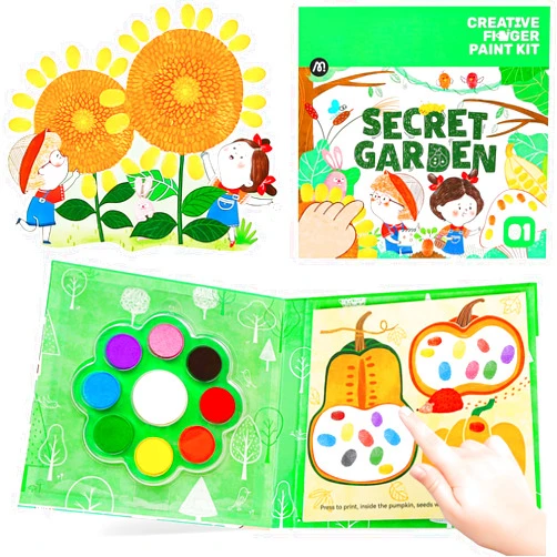 JCREN Finger Painting for Toddlers, Mess Free Finger Coloring Book, Non-Toxic Finger Paint Kit Preschool Fingerprint Activity Book, Kids Travel Activities Party Favors Gifts for Kids