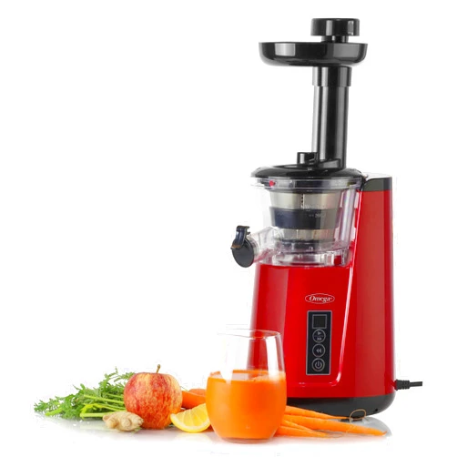 Omega Juicer Cold Press 365 Vertical Slow Masticating Extractor for Fruits and Vegetables, BPA-Free, 65 RPM, 150-Watts, Red
