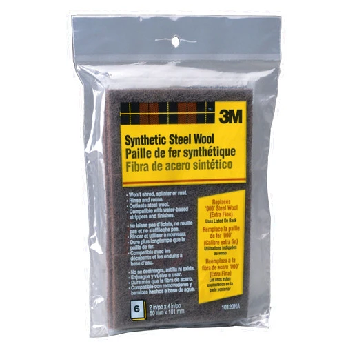 3M Synthetic Steel Wool Pads, 000 Extra Fine, 6-Pads, Use Wet Or Dry, Compatible With Water-Based Strippers & Finishes, Will Not Shred, Splinter Or Rust Like Steel Wool Does, Rinse and Reuse (10120NA)
