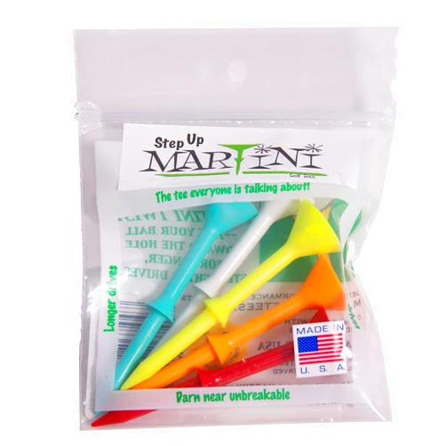Martini Golf Tees DMT007 Durable Plastic Step-UP Tees (5 Pack), Assorted Colors, 3.25