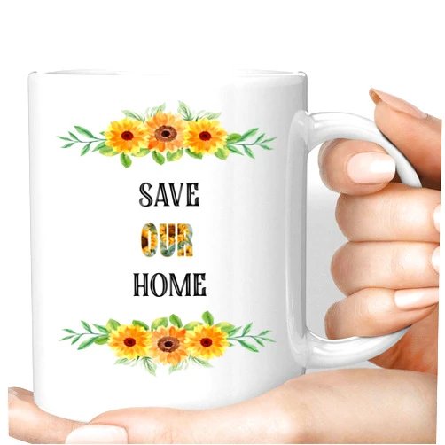 Handmade Novelty Gift Animal Lovers Gift - Earth Conservation Ecogifts - Support Wildlife Sustainability 11 Oz White Ceramic Coffee Mug