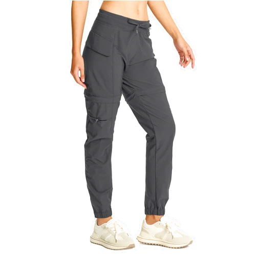 smawell Women's Hiking Stretch Petite Scrubs Pants with Pockets Zip Off Convertible Lightweight Pants Grey S