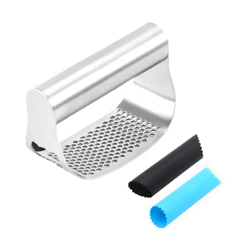 Maxracy Garlic Press Rocker- 304 Stainless Steel Garlic Mincer and Peeler, Useful Garlic Odorfree Kitchen Too (Black, Blue)