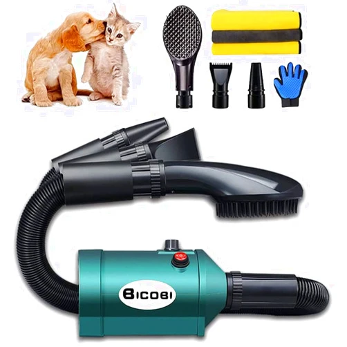 Bicobi Dog Cat Hair Dryer,Professinal Double Force Gooming Blower Dryer for Medium/Small Pets,IEC Certificated (M) (Pet Dryer) (Blower) (Green)