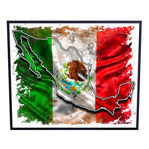 YELLOWBIRD ART & DESIGN Mexico Flag Mexican Flag - Mexican Wall Art Gifts - Chicano Art Wall Decor -Bandera Artes Decoraciones Para Cuartos Mural Regalos Mapa - 8x10 Poster Print - Cinco de Mayo Decorations