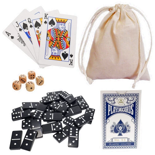 WE Games Double 6 Dominoes Combo Set - 12-in-1 Travel Games for Families and Adults - Dice & Poker Games