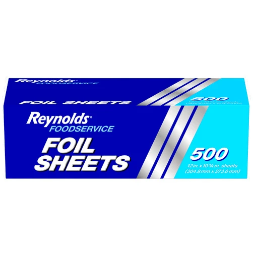 Reynolds Foodservice Pre-Cut Aluminum Foil Sheets, Great for Concessions, Catering, Cafeterias, and Restaurants, Easily Moldable Around Food, 12 x 10.75 Inches, 500 Ct.